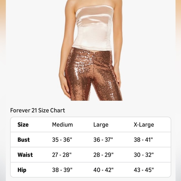 Forever 21 Women's Satin Foldover Tube Crop Top Cream X-Large - Picture 4 of 5